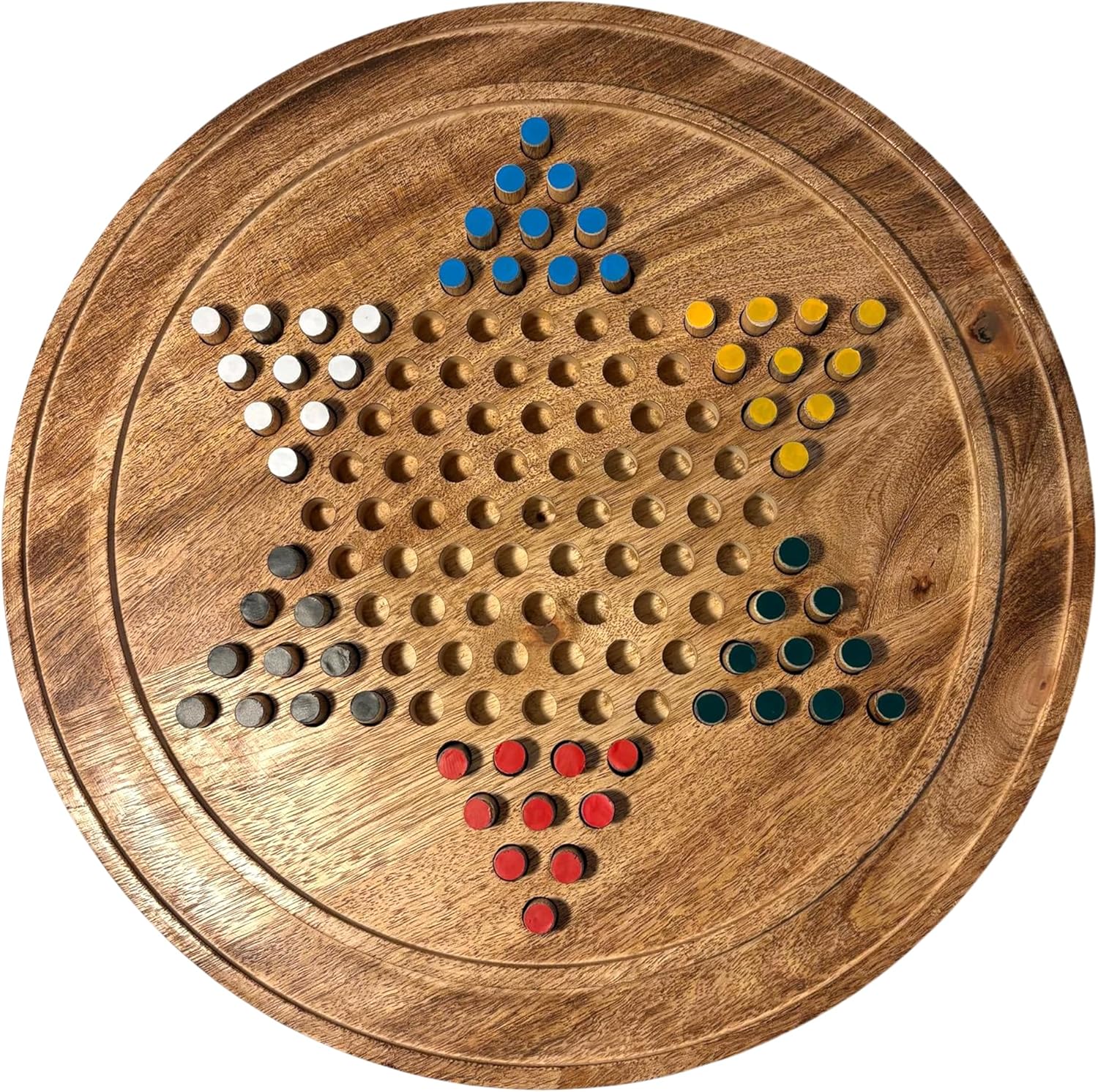 𝟯𝟴𝗖𝗠 𝗪𝗢𝗢𝗗𝗘𝗡 𝗖𝗛𝗜𝗡𝗘𝗦𝗘 𝗖𝗛𝗘𝗖𝗞𝗘𝗥𝗦 𝗚𝗔𝗠𝗘 | Traditional Chinese Chequers/Halma Style Board with Wooden Pieces | Classic Family Strategy Game Set