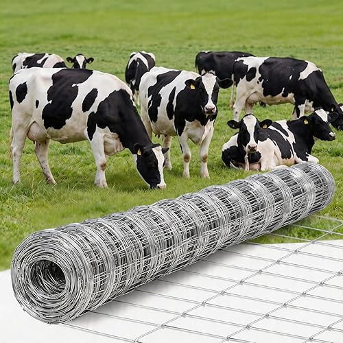 Cattle Farm Fence 6Ft x 262Ft, 12 Gauge Heavy Galvanized Steel Wire Fencing Outdoor for Livestock Control/Pet Supplies/Farmer/Agriculture/Pasture/Cross Fencing/Horse/Goat/Deer/Pig/Sheep/Garden