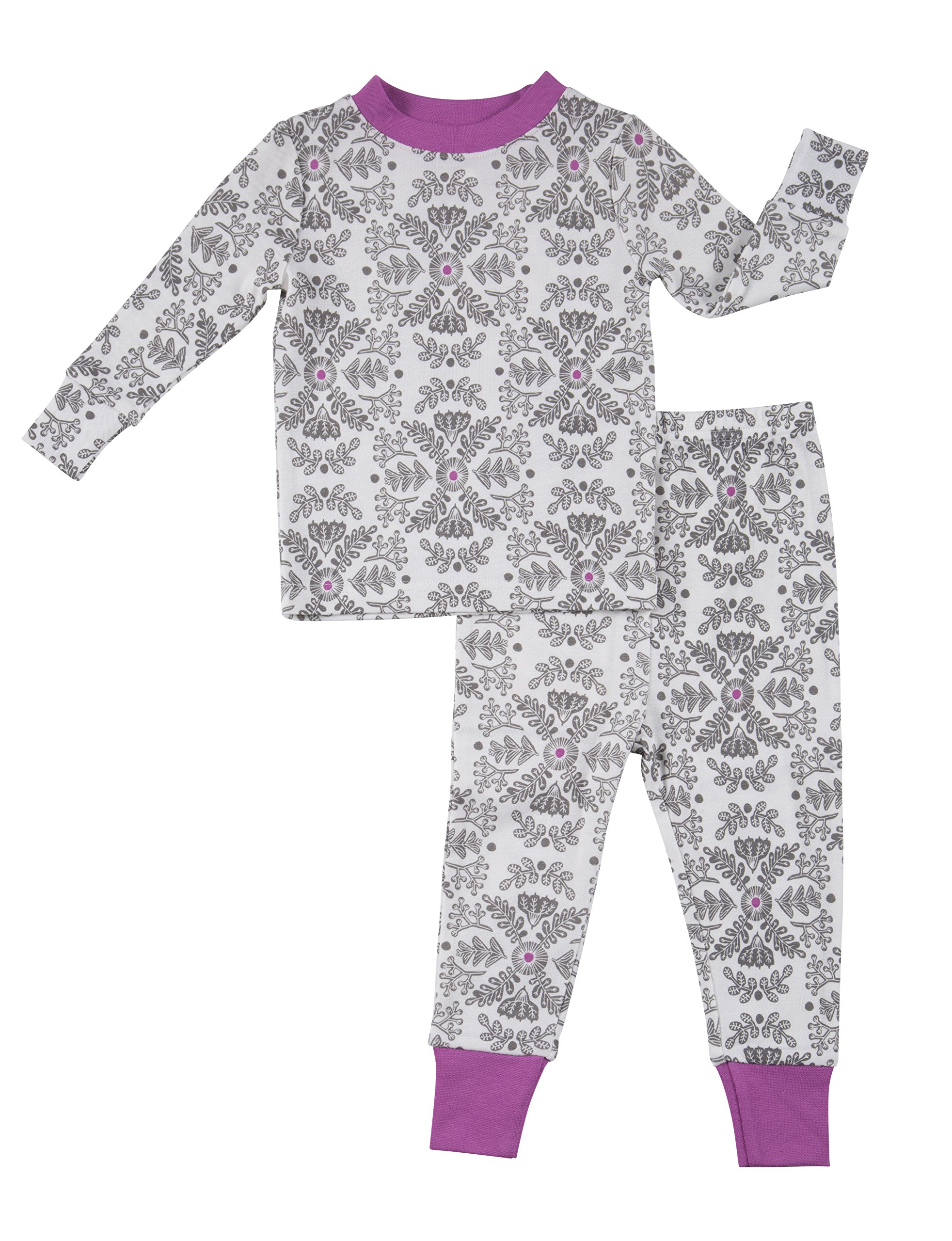 Robeez Baby Girls 2-Piece Cotton Modal Sleep Set, Grey Floral, 3T