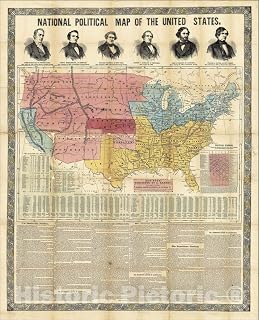 Historic Map : National Political Map of The United States, 1856, Adolphus Ranney, Vintage Wall Art : 44in x 55in