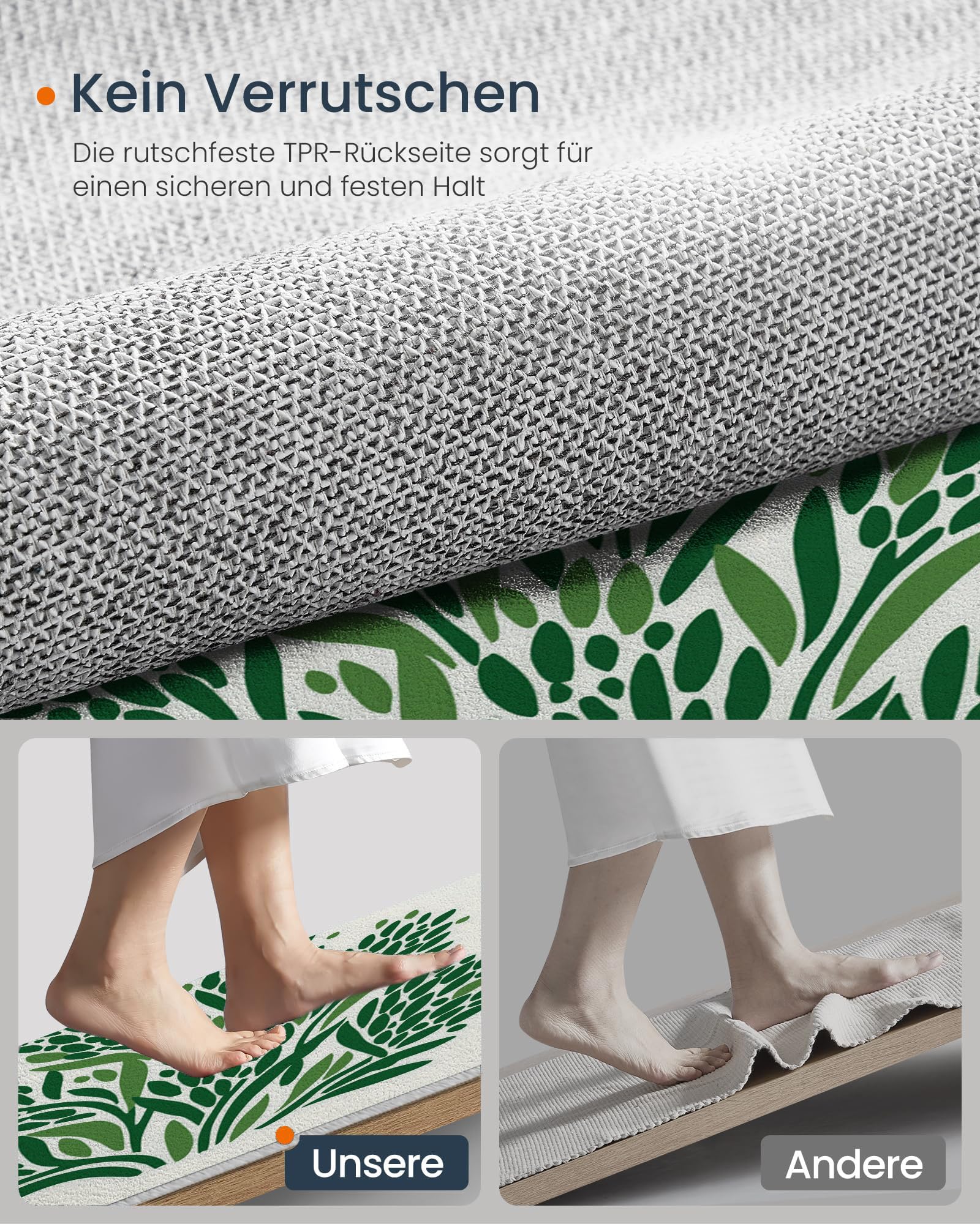 Tapis Entree Interieur Bohème Abstrait 80x120cm Lavable en Machine, paillasson AntidéRapant Poil Ras, Plante Feuille pour Chambre Salle a Manger Cuisine, Vert