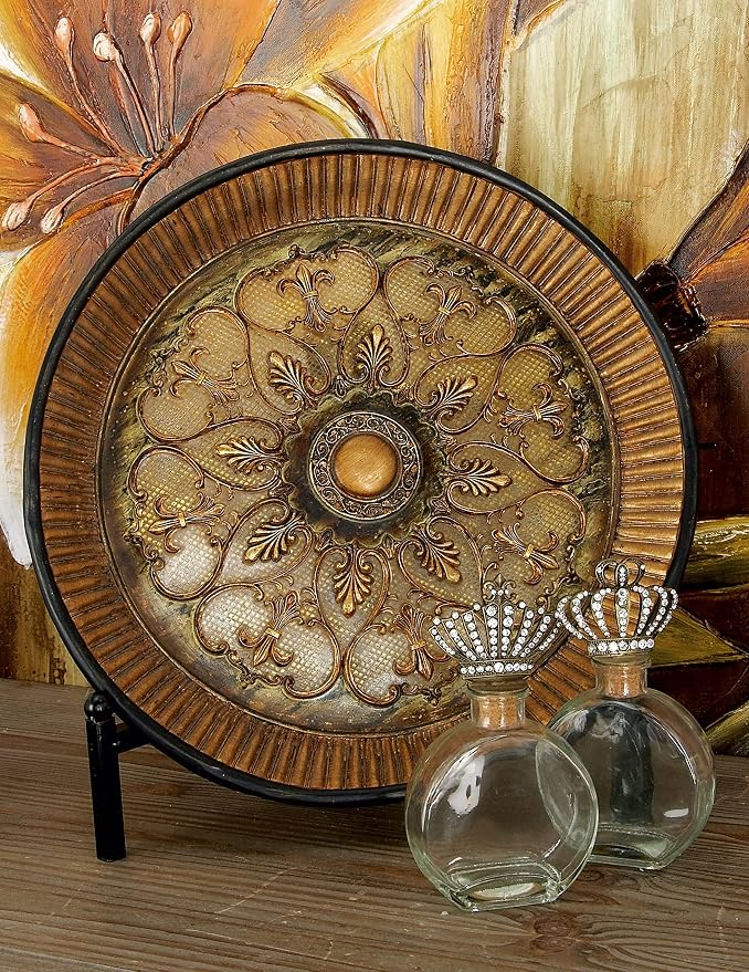 Plato decorativo polystone 16 x 16 x 1 pulg. dorado miniatura 2