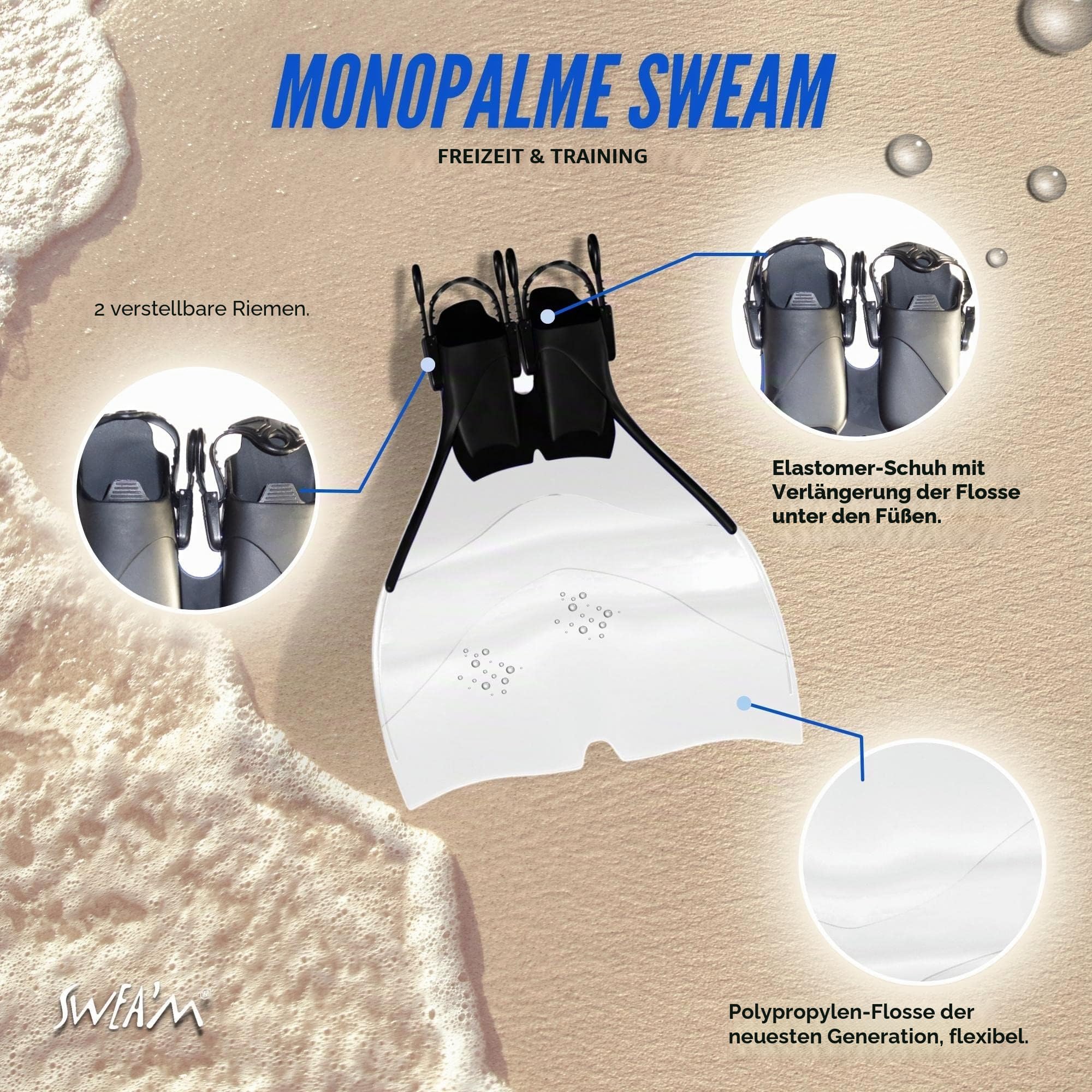 Sweam - Monoflosse Verstellbar, Transparent 44 - 48