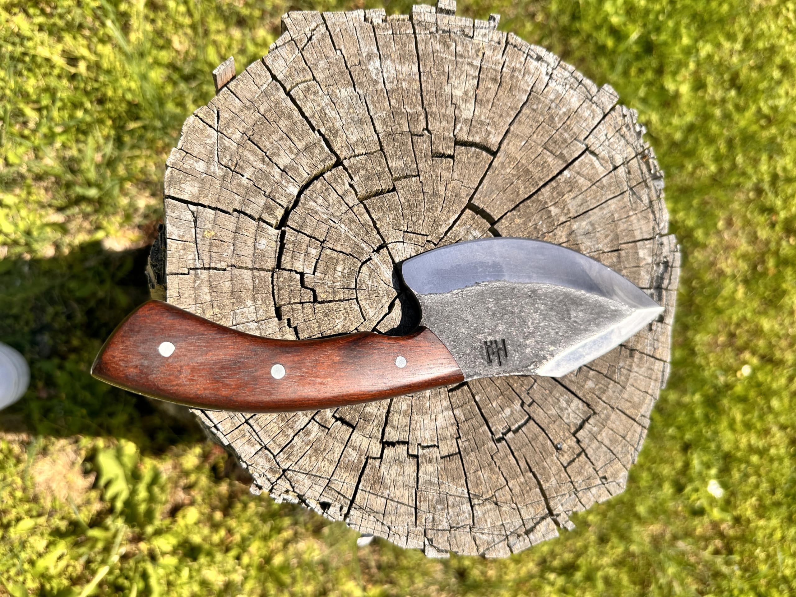 Perkin Jagdmesser Bushcraft Messer aus 1095 Stahl mit Lederscheide für Jagd und Camping