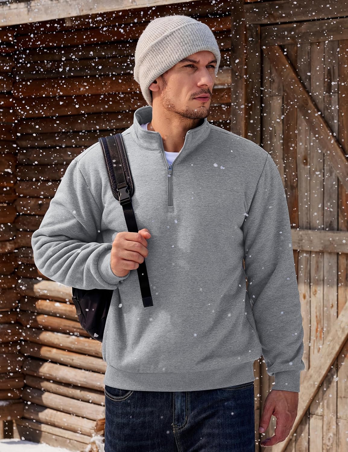 TACVASEN Men's Quarter Zip Fleece Pullover Sweatshirts Sherpa Lined Heavy weight Winter Shirts Thermal Warm Sweaters - Image 2