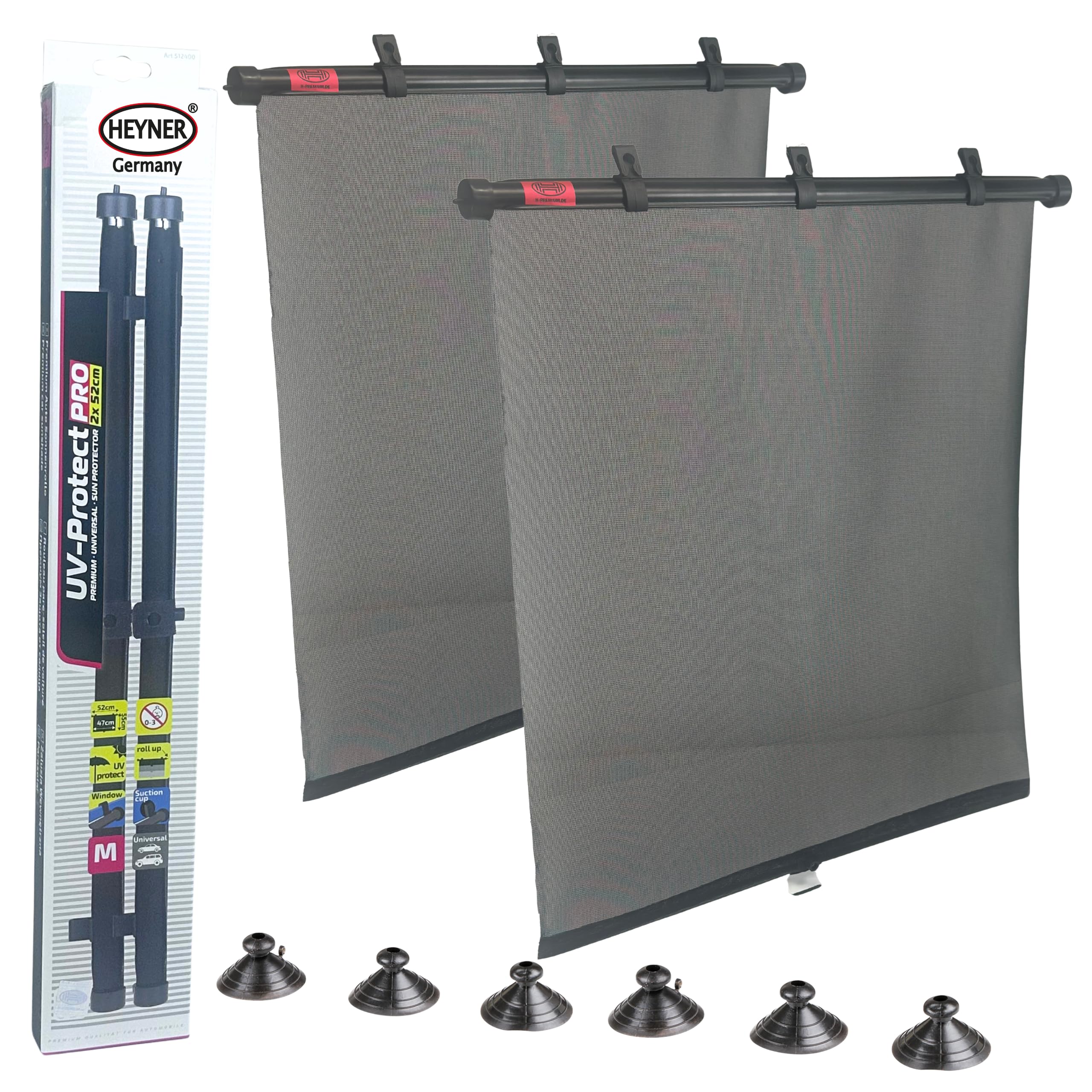 Heyner Car Window Shades Blinds Sunshade Curtains Roller Blinds Kids Baby UV Protection Large Size 2x52cm