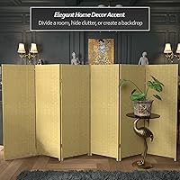 Vista 70 de Pantalla plegable de fibra tejida corta de 4 pies - Crema - 4 paneles