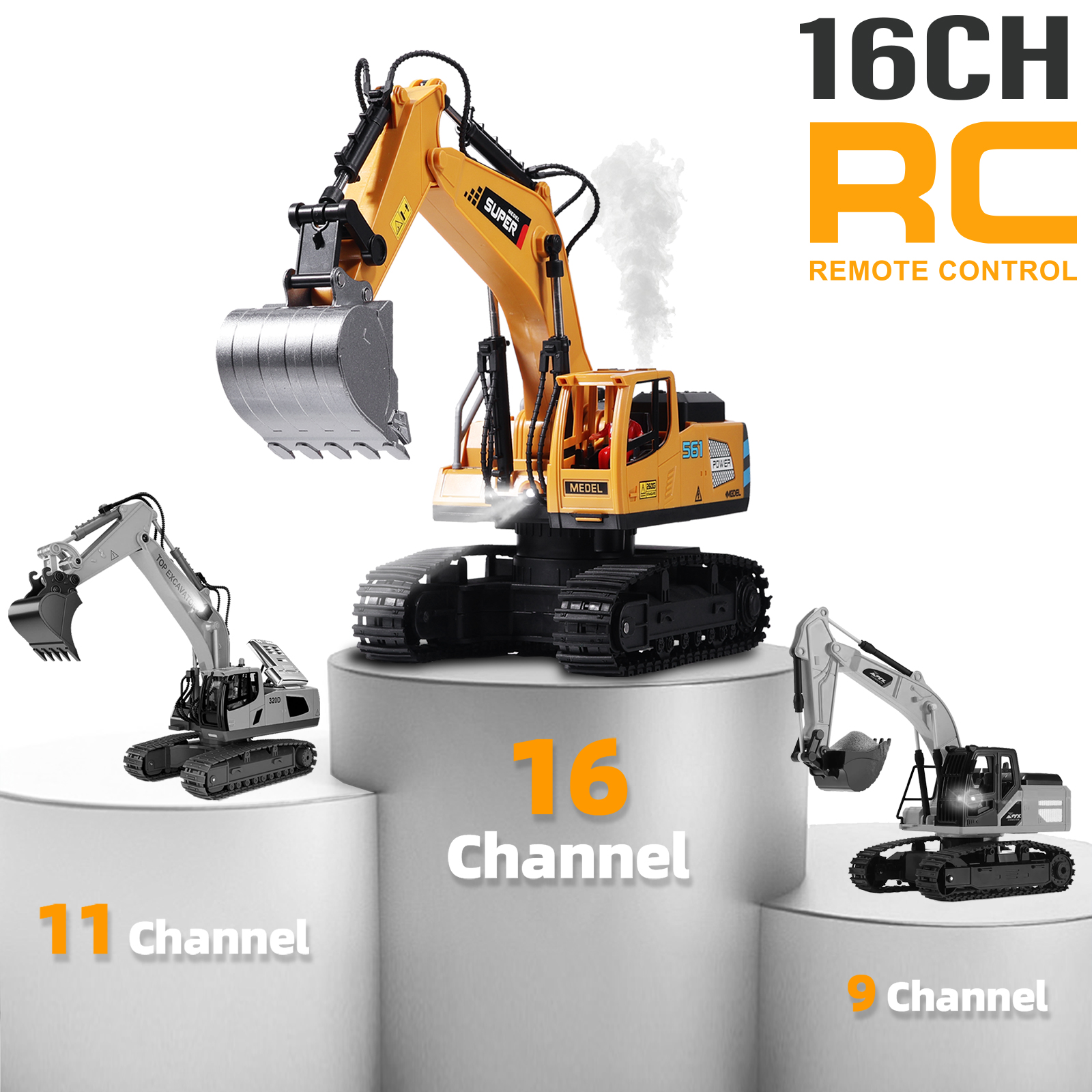 おもちゃ woojer Amazon.com: ViRockSign Remote Control Excavator Toys for Boys,16