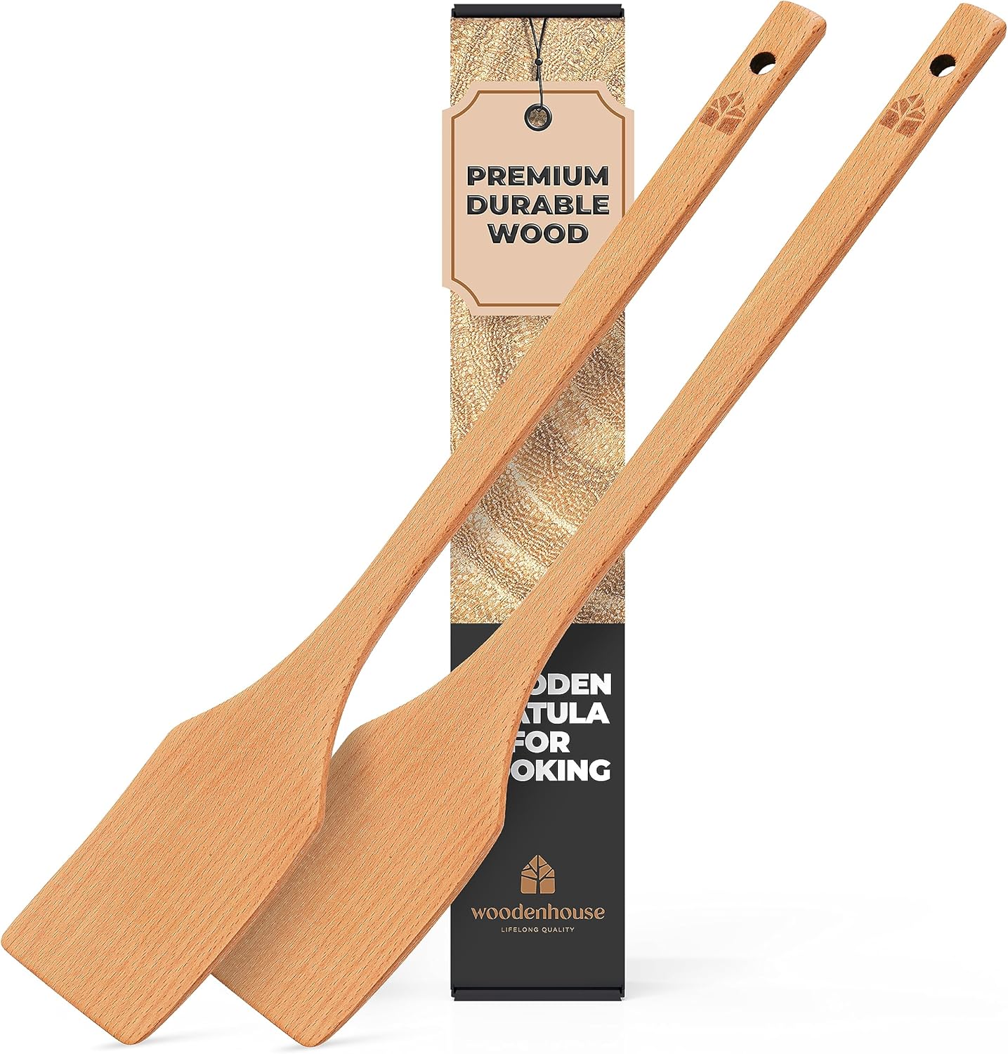 Long Wooden Spoon 17.5” Crawfish Paddle, Wood Spatula for