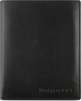 Bugatti Super Slim Genuine Leather Wallet - Slim Wallet with RFID Protection, Black, black, Einheitsgroe, rfid wallet