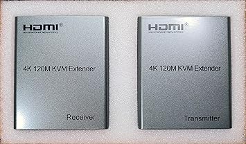 RAMEX 4K HDMI Extender Over Cat6 with USB KVM120 Meter, Supported 4K Resolution, Casacade Transmission Over Single Cat5e/Cat6 Cable with IR