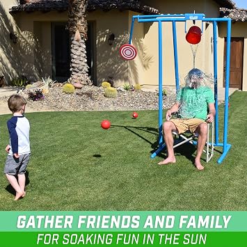 GoSports Splash Tower Water Dunk Game - Water Soaking Dunk Tank for Kids & Adults