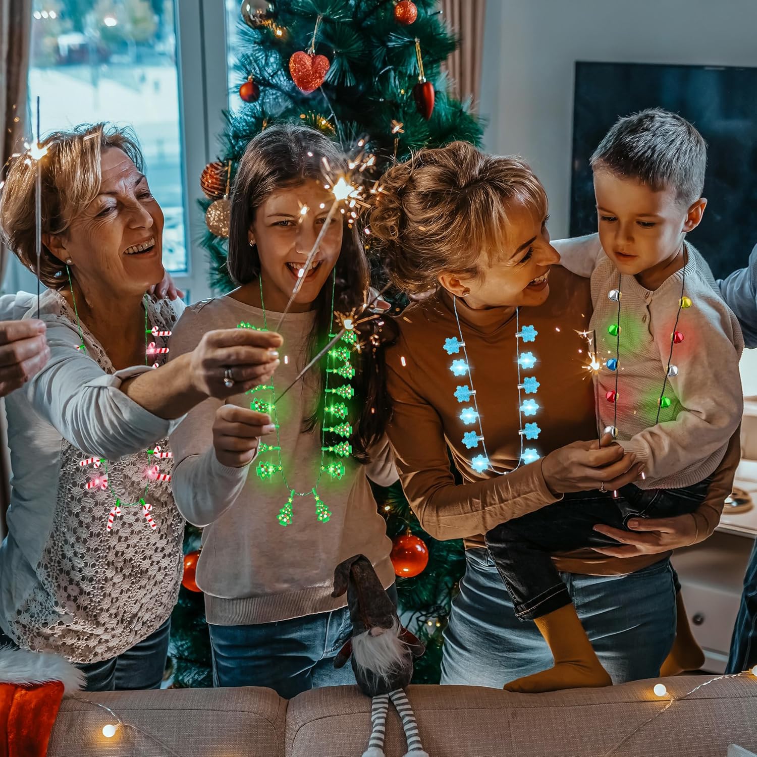 Christmas Lights Necklace Flashing Xmas Necklaces Light Up