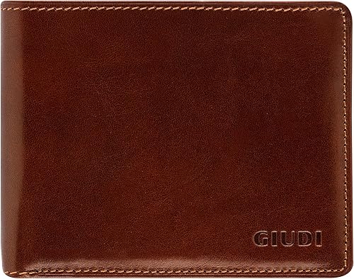 Elegante cartera plegable para hombre, fabricada en Italia, piel auténtica cara, 2 bolsillos para efectivo, 2 ranuras para tarjetas, bolsillo para