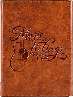 Perfect Music Teacher Appreciation Birthday Gifts Song Writing Journals Musical Theater Cool Gifts For Writers Leather Personalized Journal Cover Music Is What Feelings Sound Like(Writer)