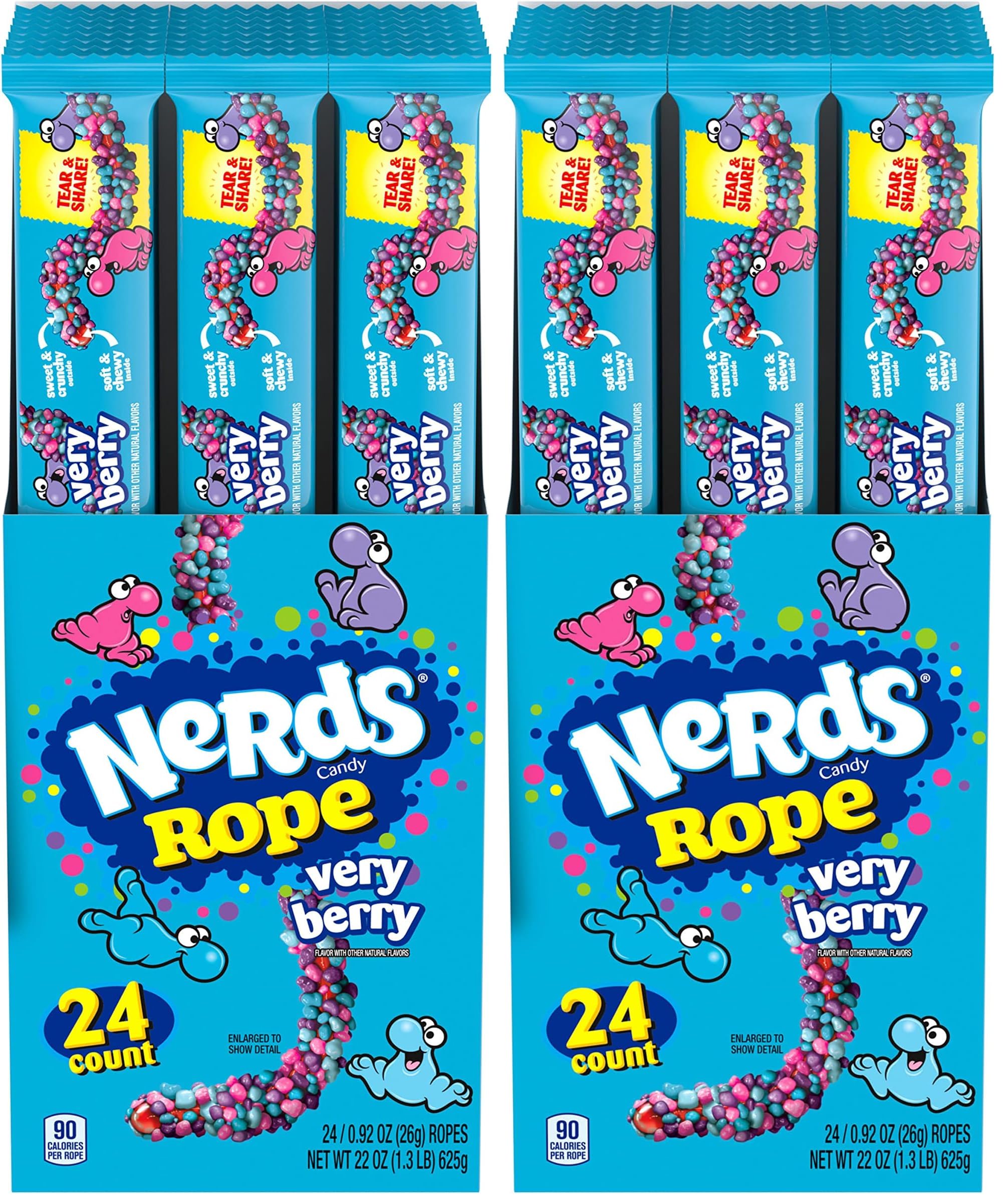 Nerds Rope Candy, Very Berry, 0.92 Ounce Ropes (Pack of 48)