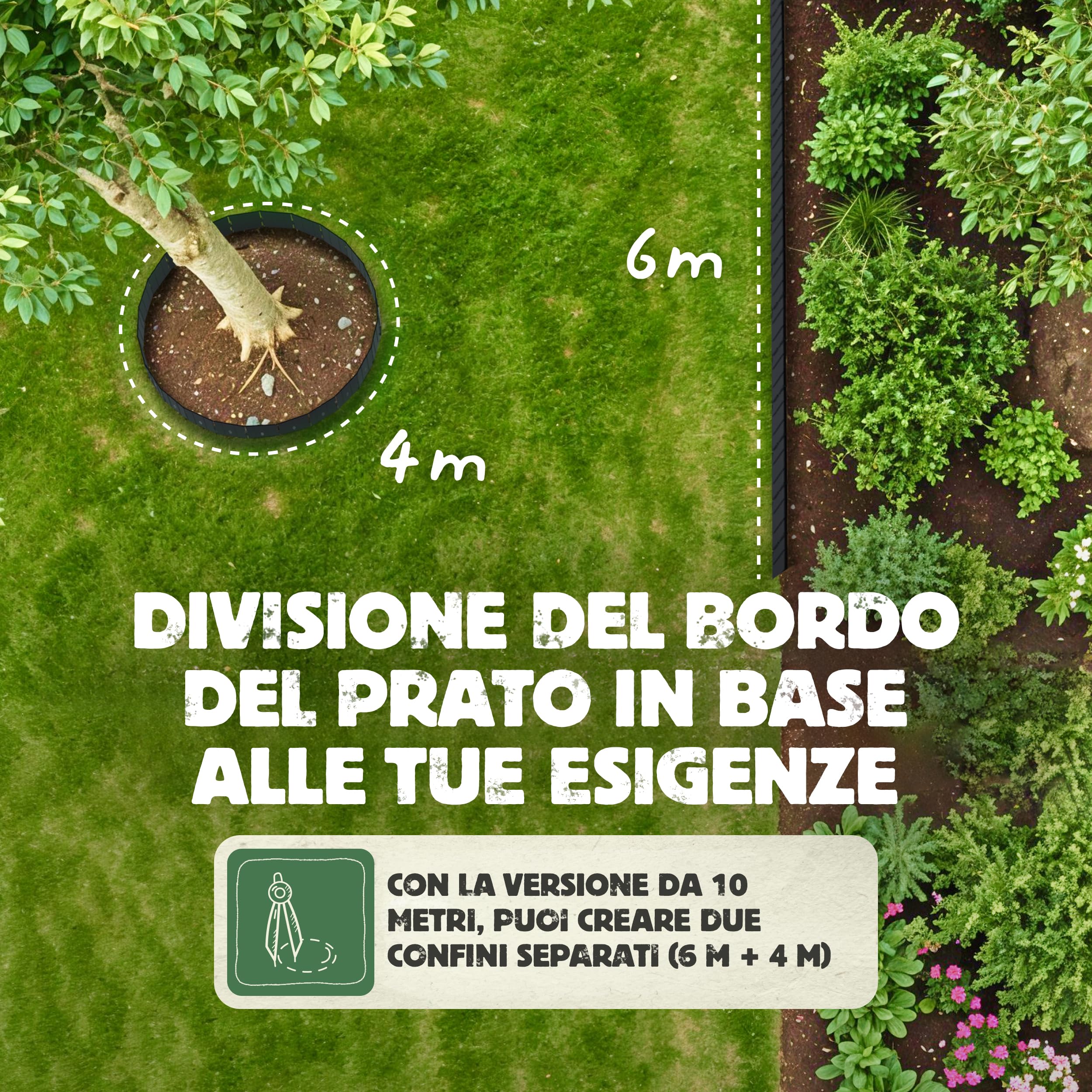 LAINFELD Bordo Flessibile In Plastica Per Prati E Aiuole, Colore Antracite, 25 Metri Di Delimitazione (125 Elementi Da 20 Cm), Sistema A Incastro, Resistente Ai Raggi UV