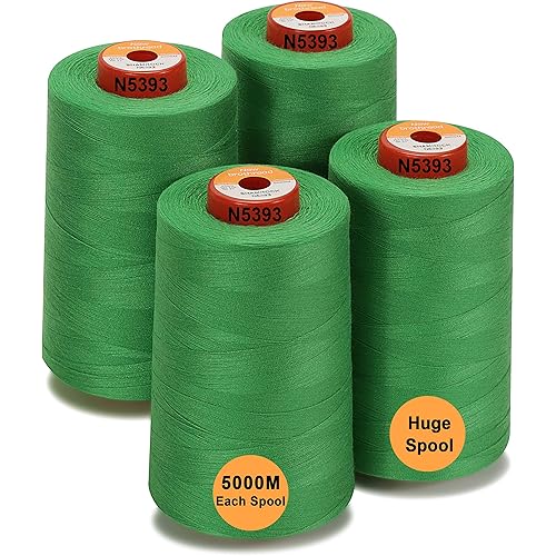 New brothread - 30 Options - 4 Large Cones of 5500Y (5000M) Each All Purpose Spun Polyester Thread 40S/2 (Tex27) for Serger, Overlock, Quilting, Piecing and Sewing - Shamrock