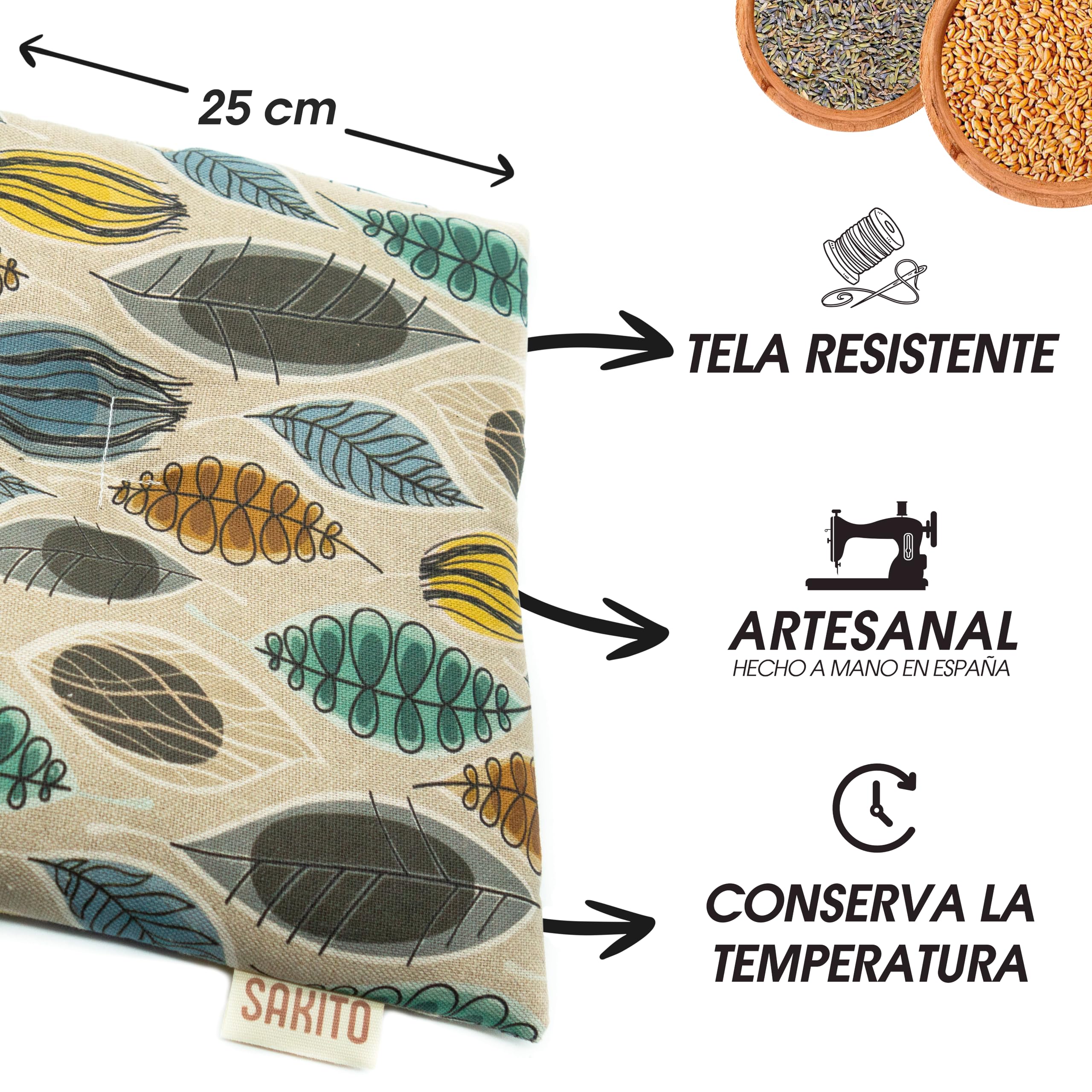 Saco Semillas Microondas (25x25 cm) - Cojin Térmico Natural para Cervicales y Lumbalgia, Uso en Calor o Frio - Gran Retencion de Calor - Muy Duradero con Tela de Primera Calidad - Aroma a Lavanda