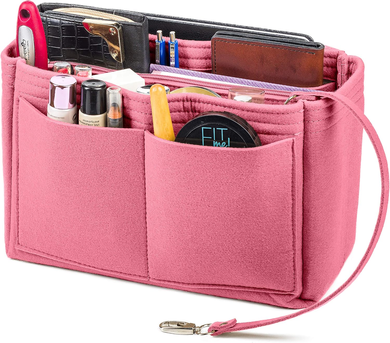 Raccoon Brand Lovely Purse Organizer Insert, Felt Bag Organizer (Large, Light Pink)