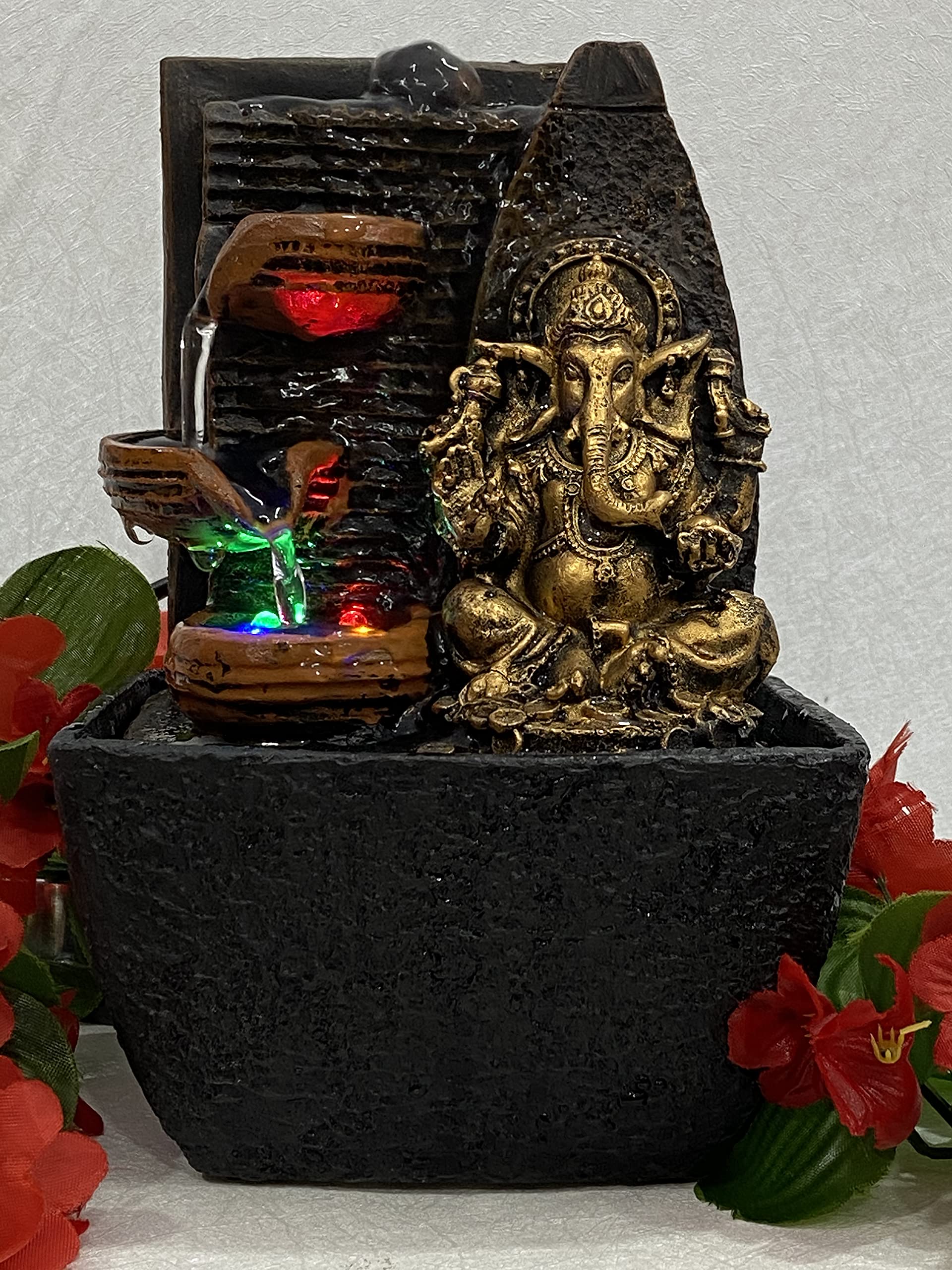 Global Grabbers Polyresin Table Top Indoor Outdoor Water Fall Fountain with LED Lights Home Decor Decoration Gift Gifting Items-GOL_BRO-SF22-(000)-image-32