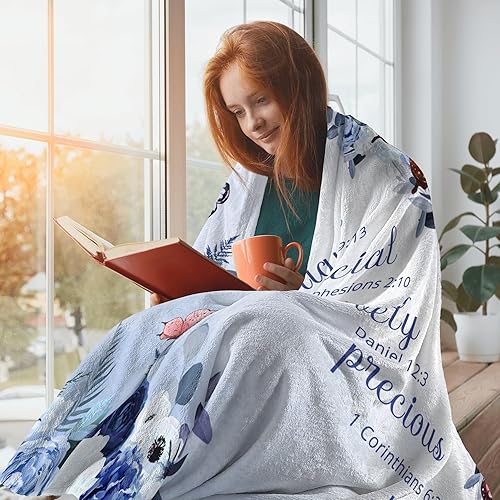 Miniatura 4 de Manta cristiana para mujeres, Mariposa Rosa Azul ultra suave, mantas de regalos religiosos con versículos de la Biblia y pensamientos inspiradores,