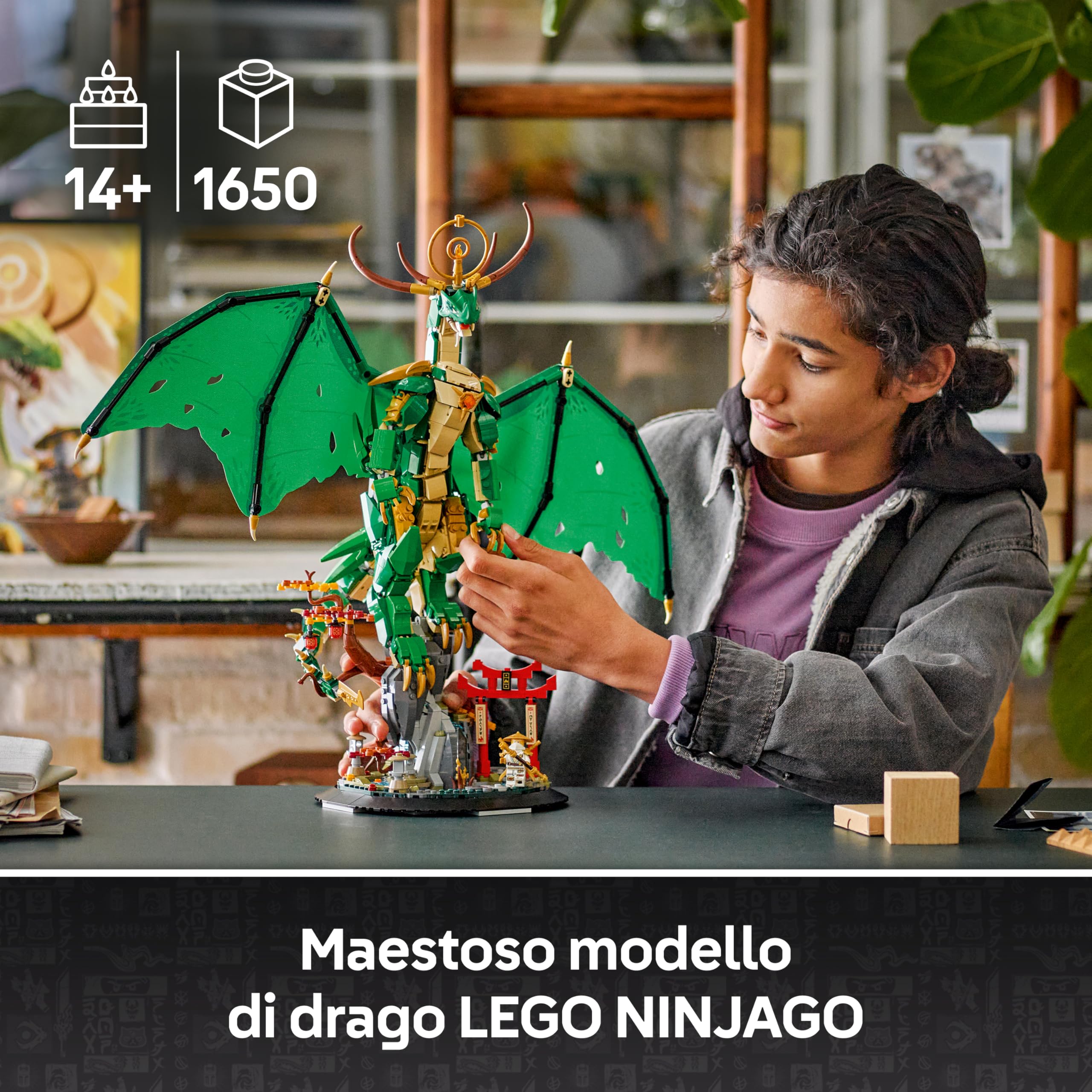 LEGO Ninjago Drago-Guardiano - Giocattolo da Costruire di Action Figure Snodabile con Minifigure del Maestro Wu ed Espositore Effetto Roccia - Regalo per Bambini 14+ Anni Fan di Monstrosity - 71847