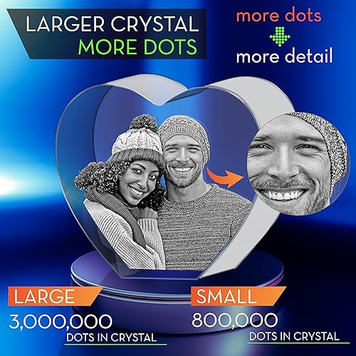 Miniatura 3 de Juego de 2, fotos de cristal 3D, regalos grabados de aniversario, corazón grabado, personalizado con cualquier foto para cada ocasión, imagen 3D