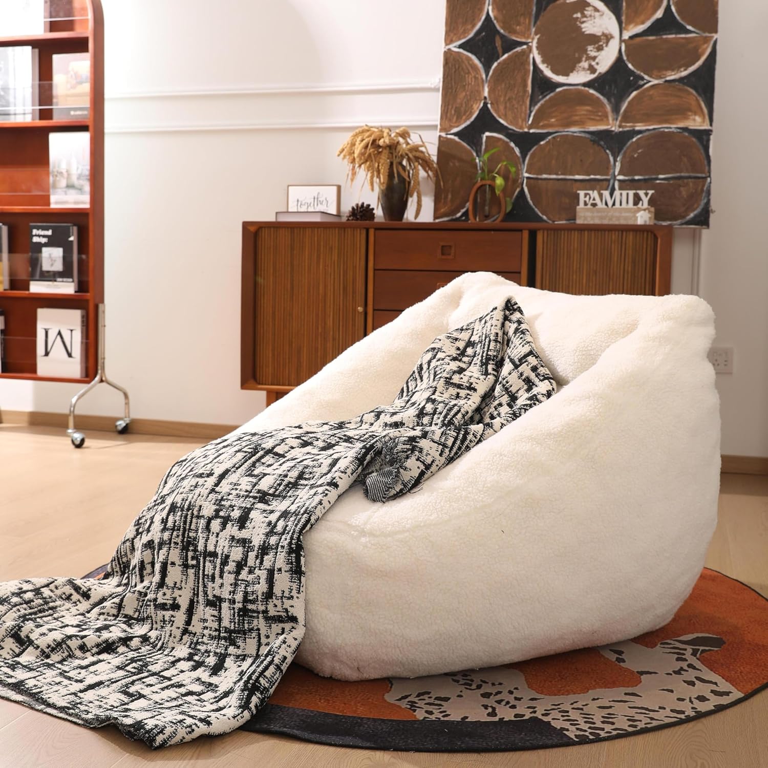 BallarArt CO Bean Bag Chair Adult - Luxury Bean Bag Cover Only, Soft Beanbag Chair Lazy Sofa, Floor Sofa Chair for Living Room Bedroom (No Filling)