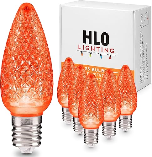 Miniatura 2 de Juego de 25 luces de Navidad naranja C9  Bombillas LED de Navidad C9 facetadas para uso en interiores y exteriores  Luces LED C9 duraderas