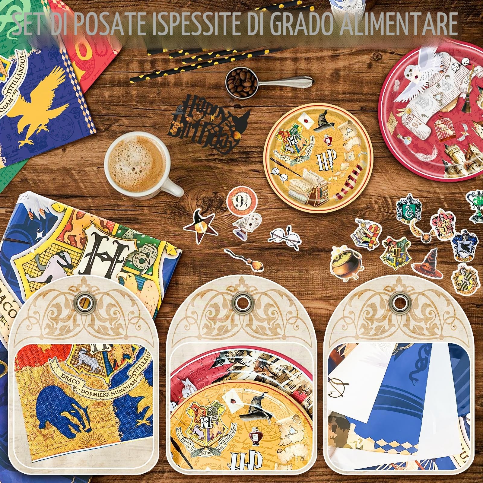 Decorazioni per Feste di Compleanno Harry: Decorazioni di compleanno Wizard per Bambini - 16 Ospiti Stoviglie per Decorazioni di Compleanno di Mago - Harry Decorazione per Feste a Tema
