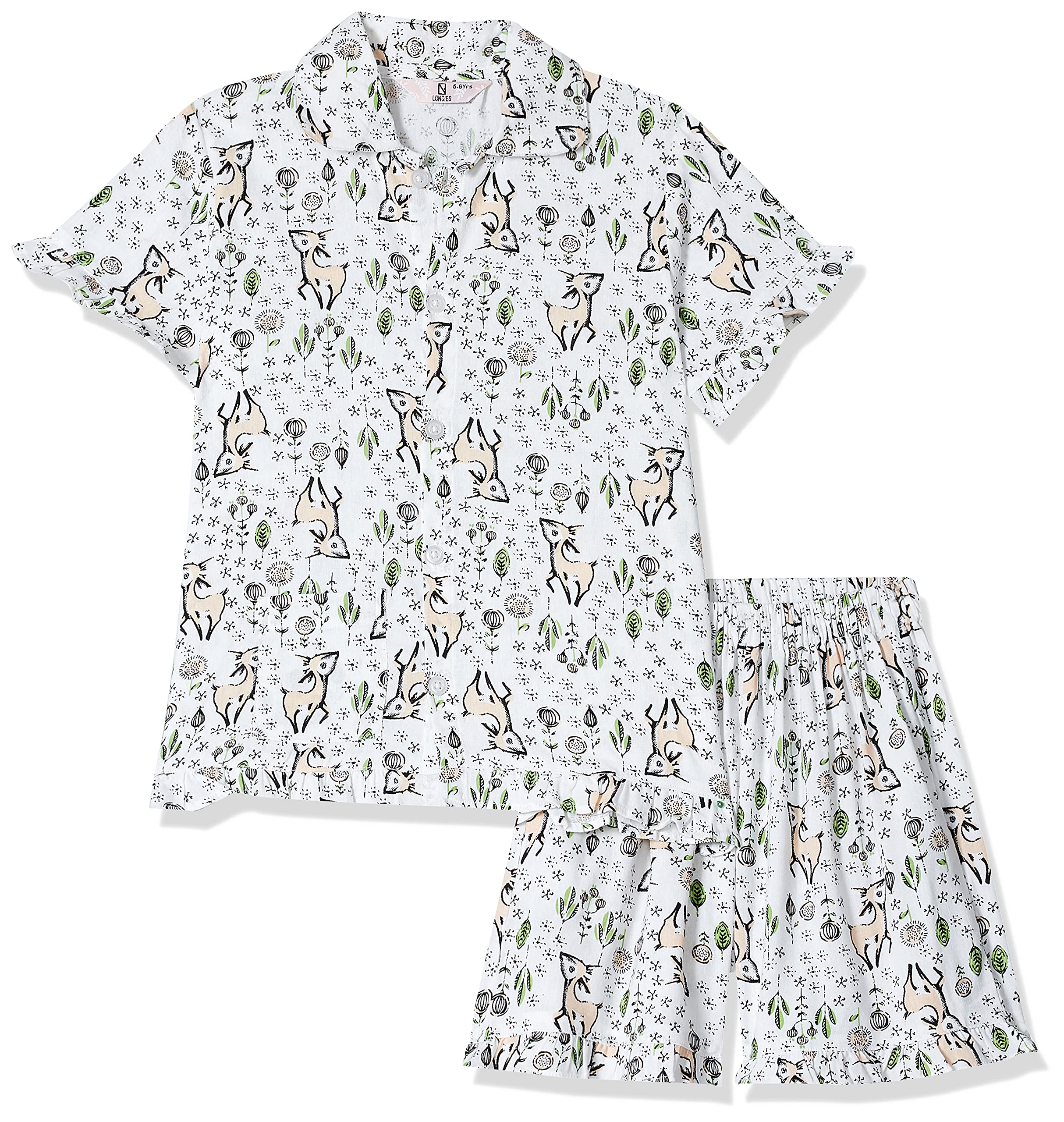 LongiesGirl's Cotton Blend Night Short Suit Set Shirt