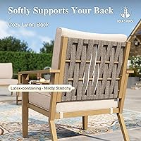 Vista 4 de HERA'S HOUSE Juego de muebles de patio de 5 piezas, juego de conversación de metal para todo tipo de clima con acabado de grano de madera, 2 sillas