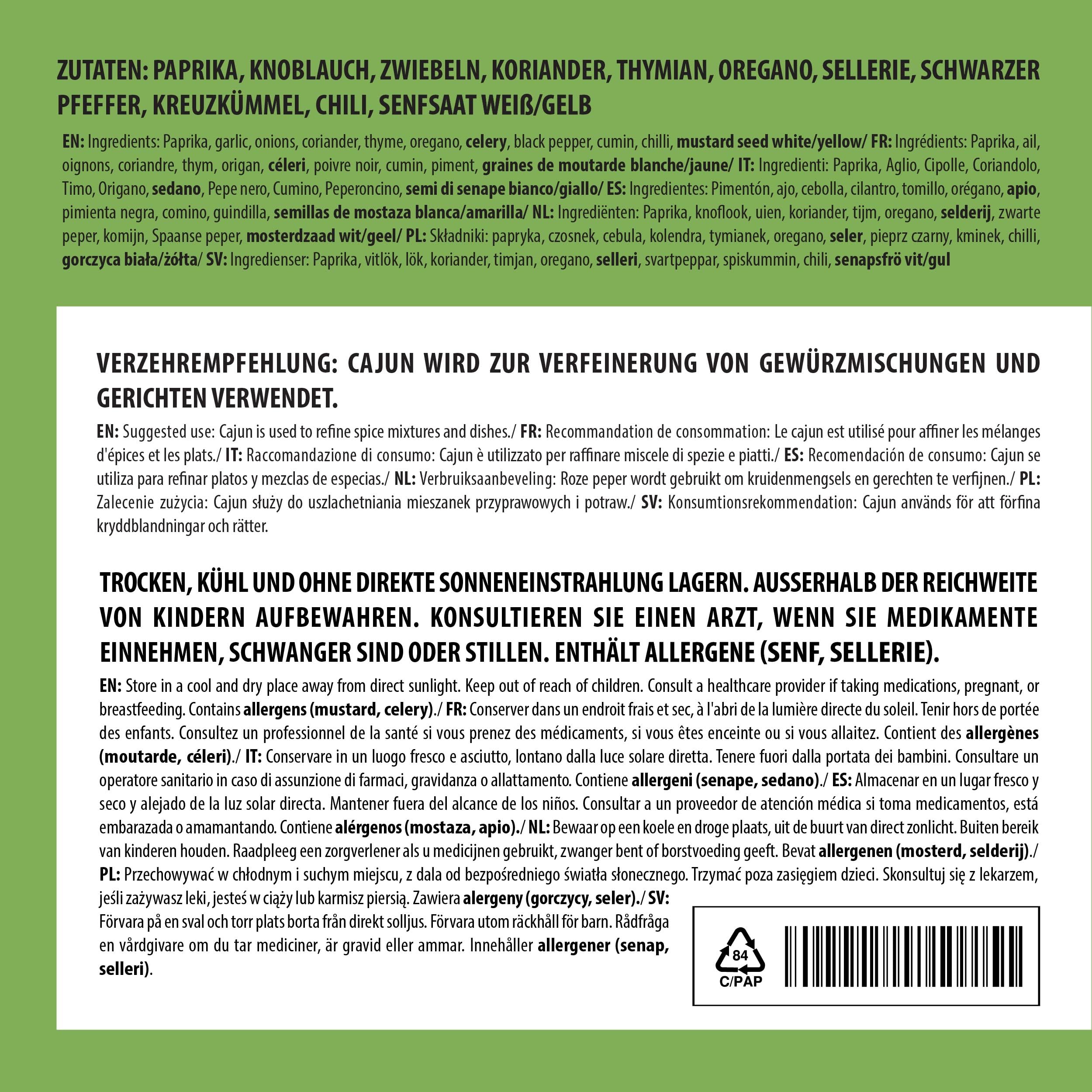 Alpi Nature Przyprawa Cajun 250g, Mieszanka Przypraw Cajun, Ostra Mieszanka do Gotowania, Przyprawy Indyjskie