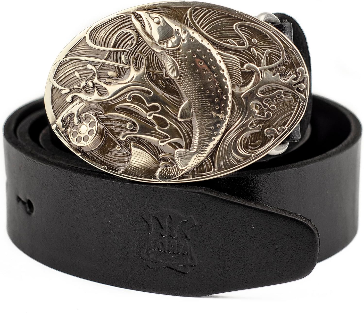 Trout german silver Belt Buckle, Handmade solid nickel silver buckle Salmon, Fisherman belt buckle gift for men and women for casual belt