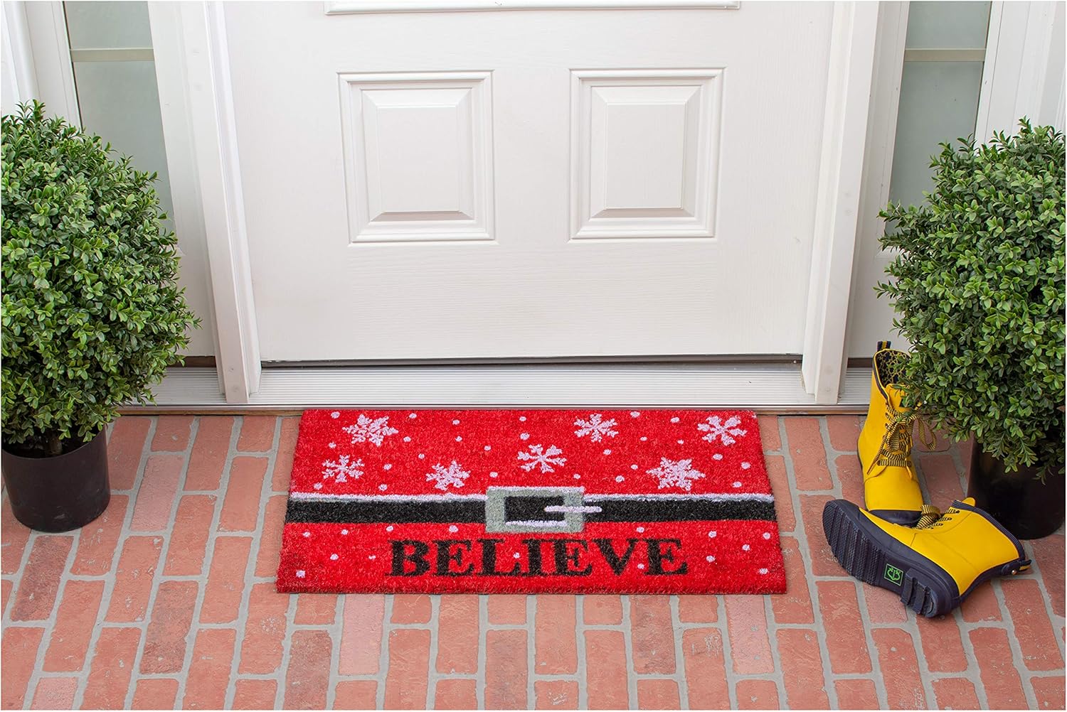 callowaymills 101812436 Believe Doormat, 24" x 36", Red/White/Black