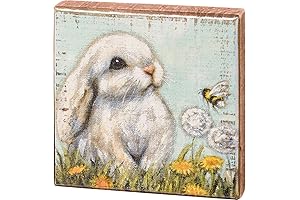 Primitives by Kathy White Distressed Spring Bunny Home Décor Sign