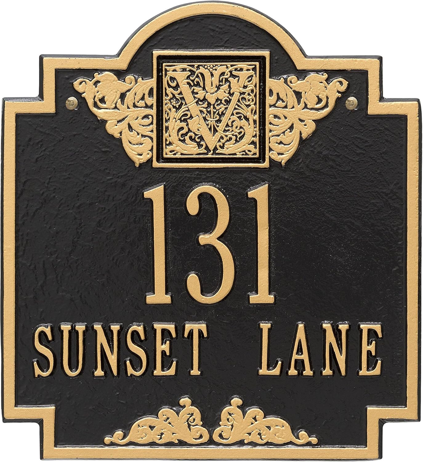 Customized 2 Line Monogram Aluminum Address Plaque 10.75"W x 11.75"H