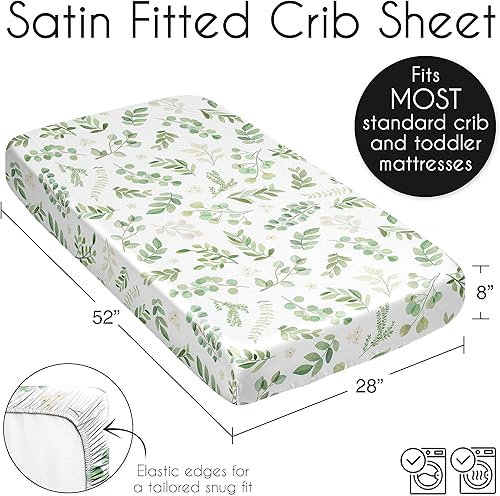 Miniatura 6 de Sweet Jojo Designs Verde Boho Floral Leaf Boy Girl Género Neutral Unisex Bebé Satén Sábana bajera Cuna Bebé Recién Nacido Guardería Cama Cama Niño