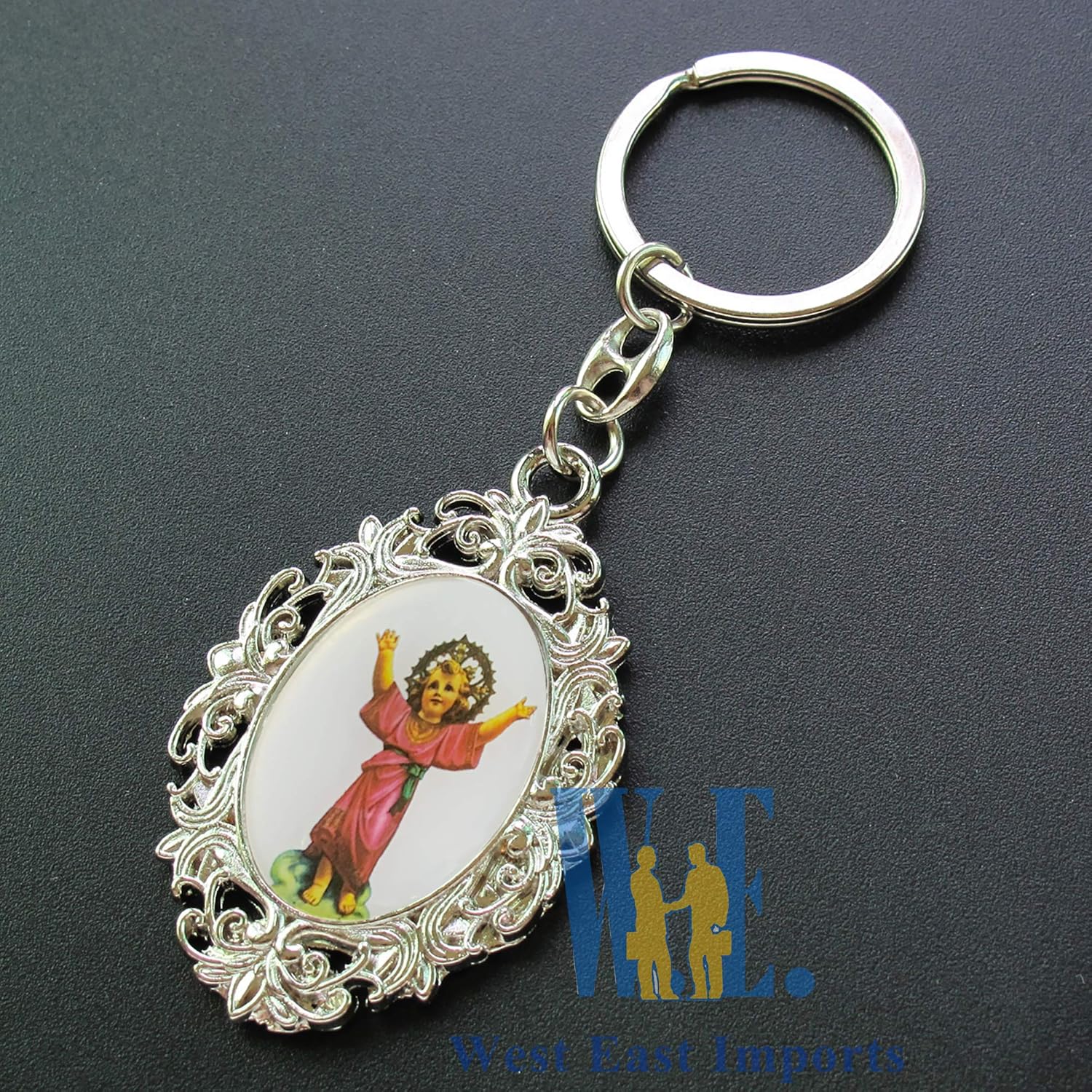 12 PCS Personalized Divine Child Jesus Metal Keychain - Engraved Metal Baptism Favor/Presentacion de 3 Años/Recuerdos de Bautizo/Divino Nino Llaveros First Communion