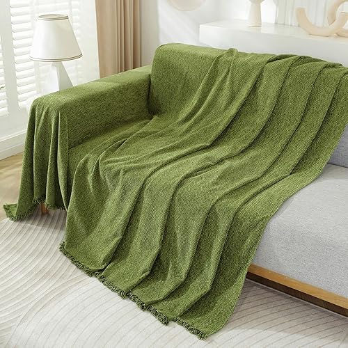 Miniatura 6 de HANDONTIME Fundas de sofá verde oliva, protector de sofá para mascotas, funda de cojín verde oscuro, funda de cojín de felpilla para sofá de 3