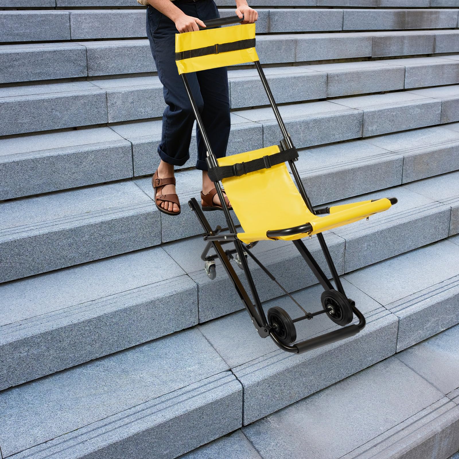 Silla de ruedas para escaleras para adultos, silla de ruedas manual móvil con fácil manejo, construcción ligera estable, silla de ruedas plegable que ahorra espacio para el cuidado del hogar