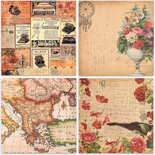 Vista 123 de BLEDS Papel para álbum de recortes, 24 hojas de papel para álbum de recortes de Navidad de 6 x 6 pulgadas, suministros de papel de diario de Navidad