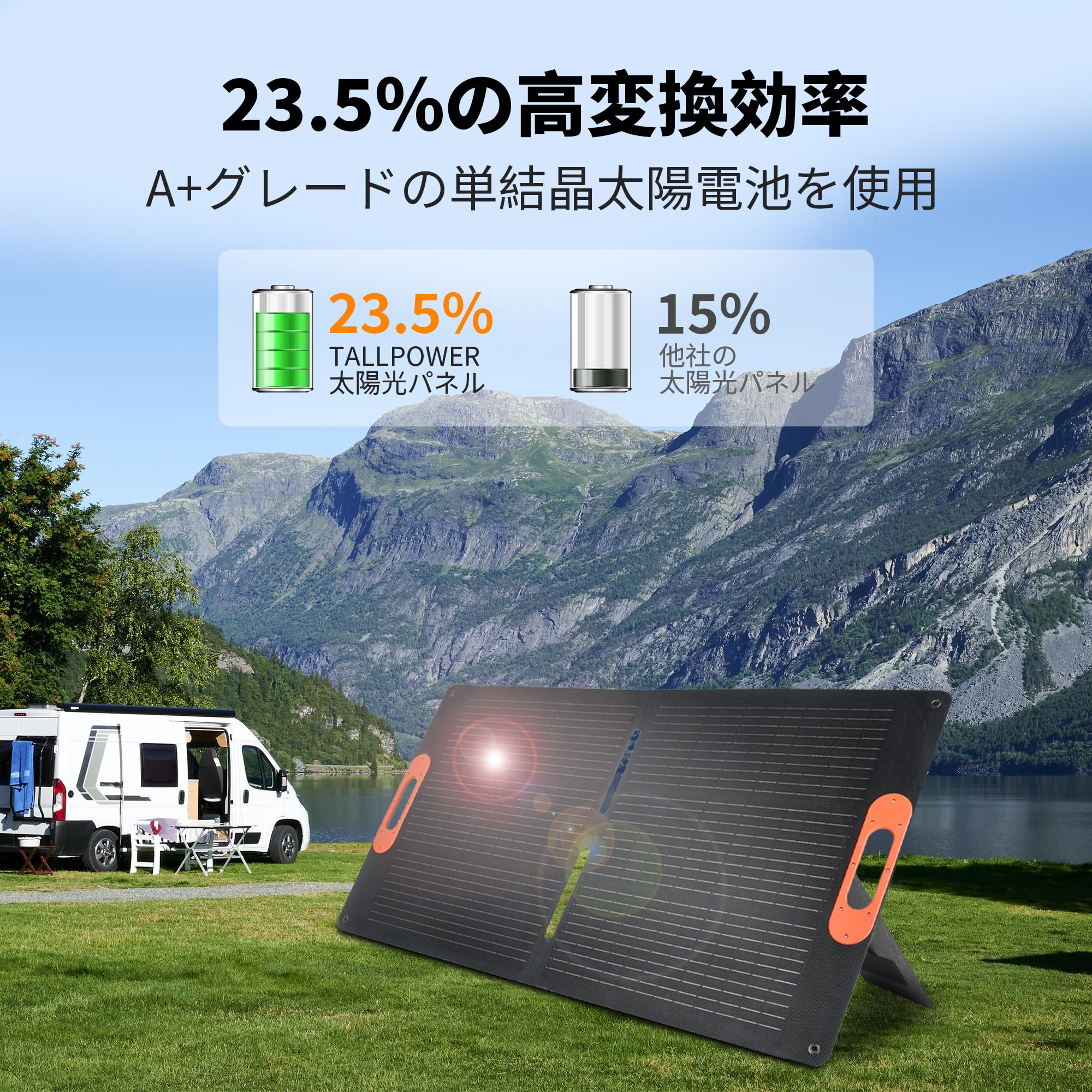 Amazon | VLAIANソーラーパネル 折りたたみ 100W 防水 IP65 単結晶