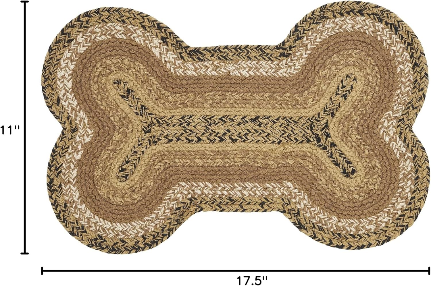 VHC Brands Kettle Grove, Bone Shape Indoor-Outdoor Rug, Recycled Polyester, Small, Black, 11.5x17.5