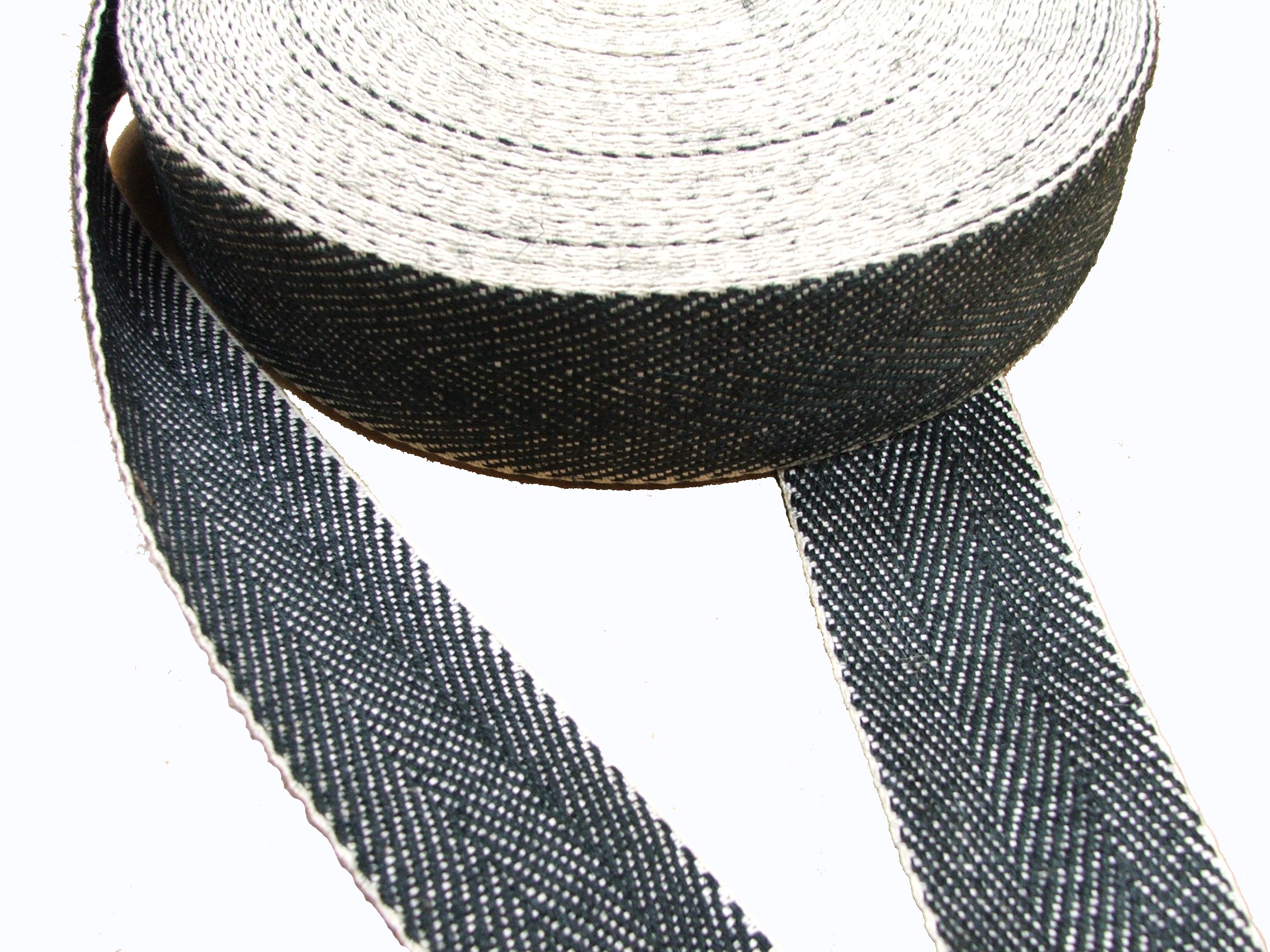 Pandoras Upholstery Black Upholstery Web Stretcher & 33M & White Webbing