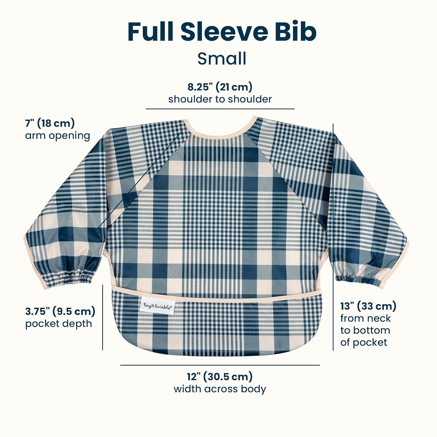 Tiny Twinkle Long Sleeve Bib for Babies & Toddlers | Waterproof Smock Bib for Eating | Machine Washable & Mess-Proof Feeding Essentials | Newborn Shower Gift (Gingham, Small 6-24 Months) - Image 4