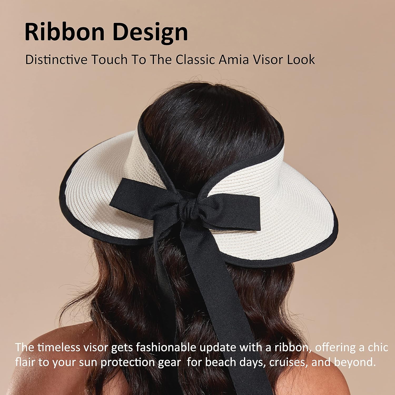 Joywant Womens Sun Visor Hats, Packable Wide Brim Ponytail Beach Hat Straw Visor Summer Beach Vacation Essentials for Womens - Image 3