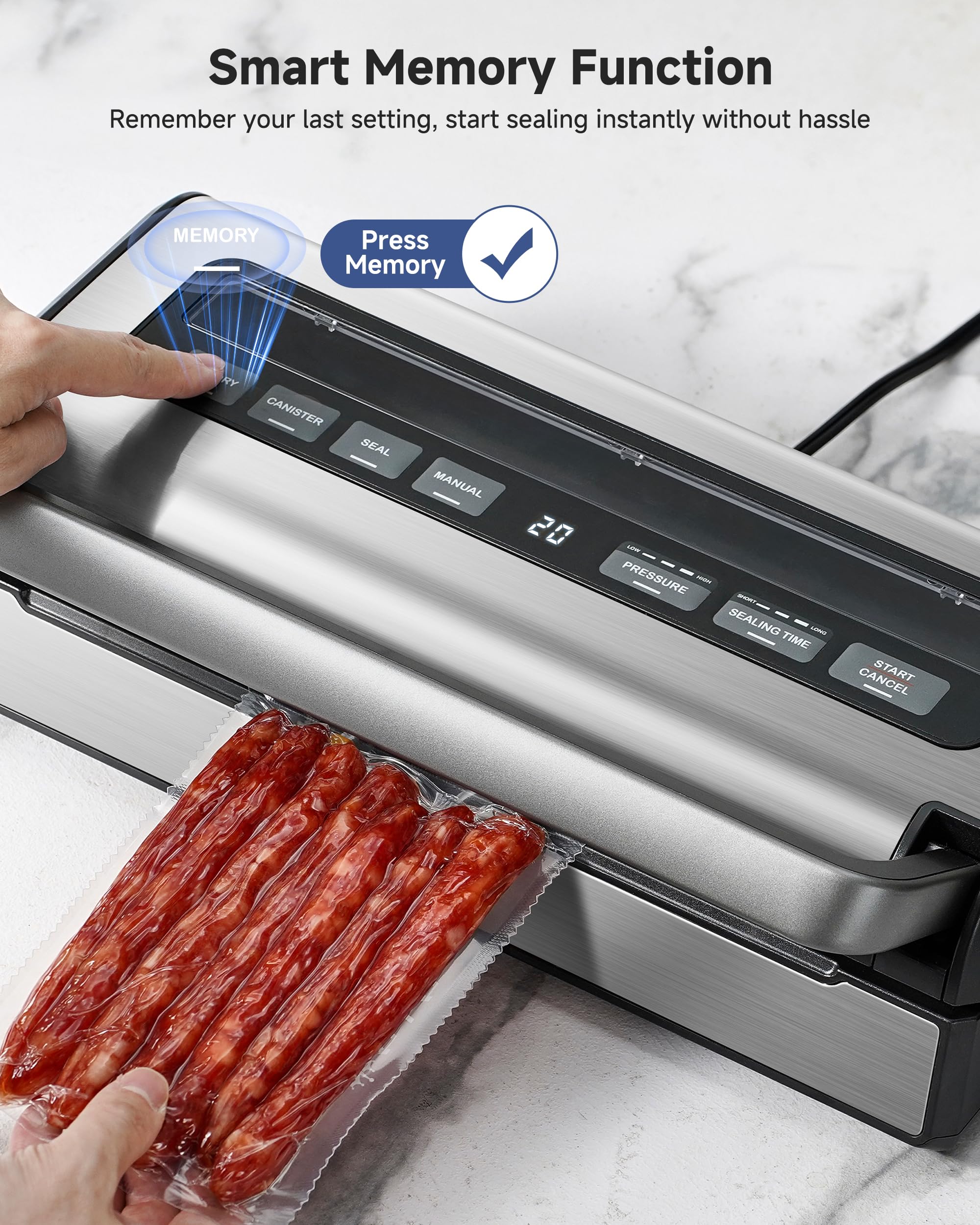 AAOBOSI Sellador al vacío de 95 kPa para carnes, líquidos, Sous Vide y