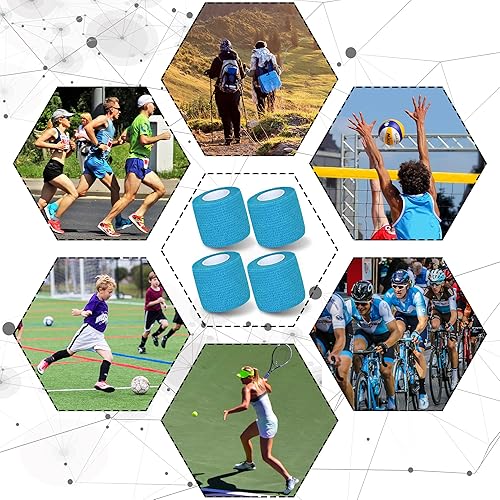 Vista 69 de Paquete de 8 vendajes autoadhesivos de 2 pulgadas x 5 yardas, vendaje elástico cohesivo autoadherente para atletismo, muñeca, tobillo, rodillas